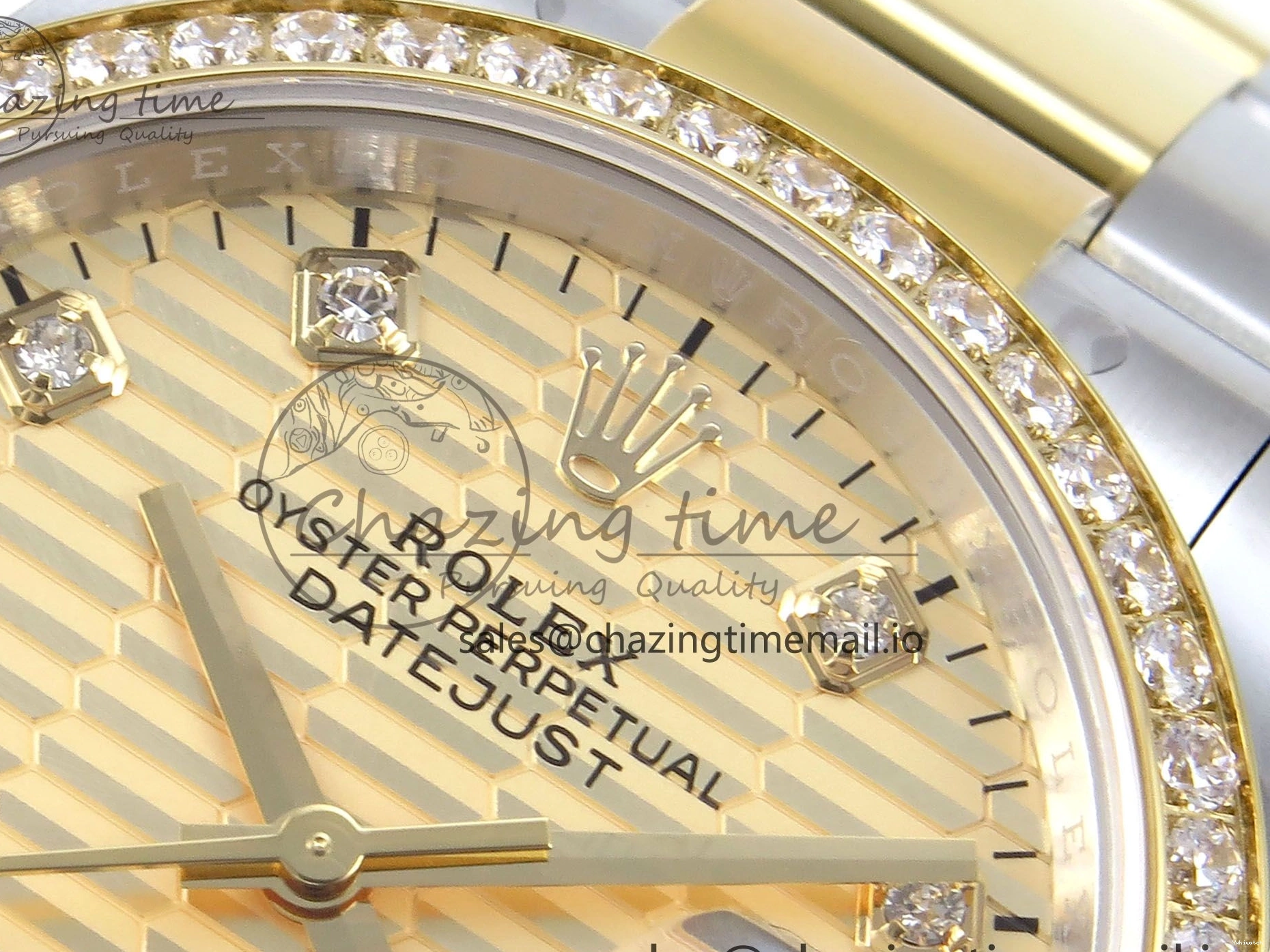 YG Textured Diamonds 126283RBR Dial YG Oyster EWEF SS Best Edition DateJust A3235 Bracelet on 36 0420